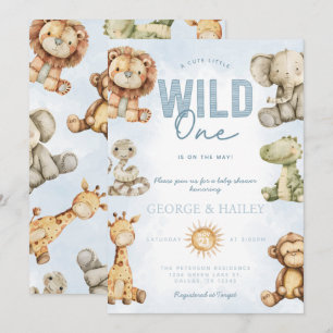 Vintage Safari Plush Baby Shower Invitation