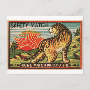 Vintage Safety Match Label - Tiger Postcard