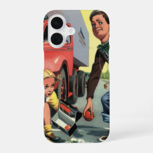 Vintage Safety Patrol Crossing Guard Helping Girl iPhone 16 Case