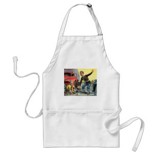 Vintage Safety Patrol Crossing Guard Helping Girl Standard Apron