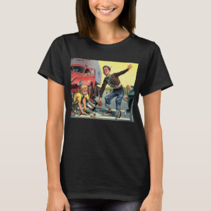 Vintage Safety Patrol Crossing Guard Helping Girl T-Shirt