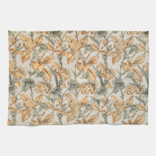 Vintage Sage and Burnt Orange Botanical Art Kitchen Towel
