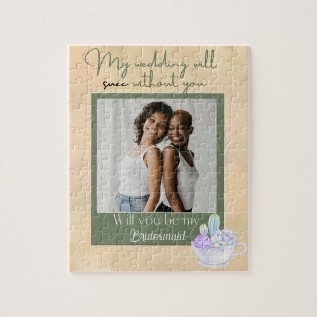 Vintage Sage Bridesmaid Proposal Jigsaw Puzzle (Vertical)