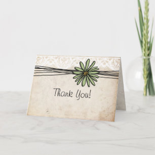 Vintage Sage Daisy Thank You Card