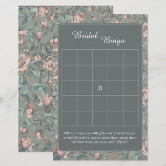 Vintage Sage Dusty Rose Bridal Shower Bingo Game