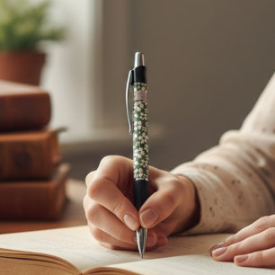 Vintage Sage Floral Custom Initials  Pen
