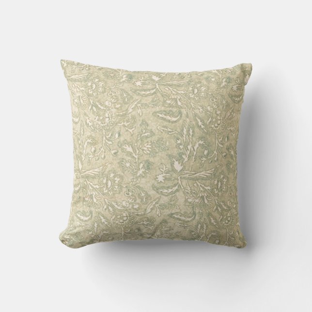 Vintage Sage Floral Pillow (Front)