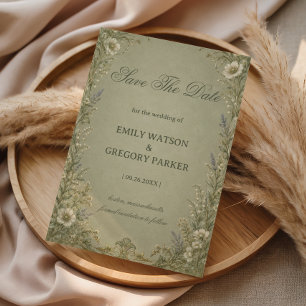 Vintage Sage Floral Save The Date