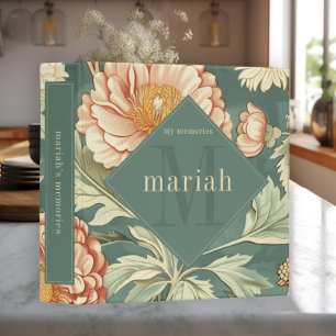 Vintage Sage Floral William Morris Monogram Photo Binder