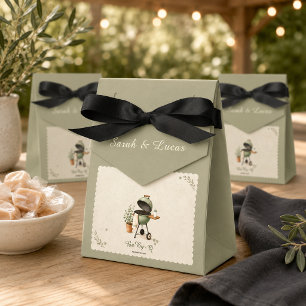 Vintage Sage Green Baby-Q BBQ Neutral Baby Shower Favor Box