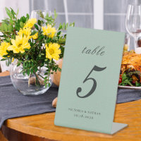 Vintage Sage Green Cloud Pattern Table Number