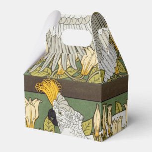 Vintage Sage Green Cockatoo Parrot Magnolia Art Favor Box