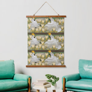 Vintage Sage Green Cockatoo Parrot Magnolia Art Hanging Tapestry