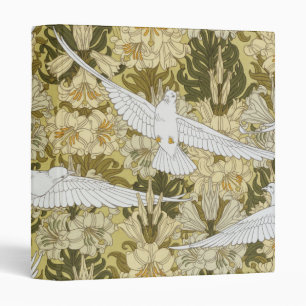Vintage Sage Green Dove & Lily Floral Pattern Binder