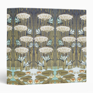 Vintage Sage Green Dragonfly & Lily Art Binder