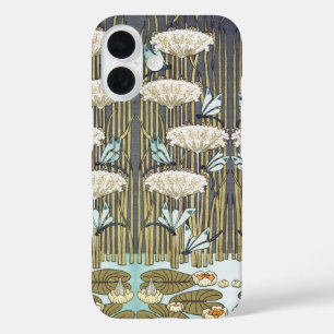 Vintage Sage Green Dragonfly & Lily Art iPhone 16 Case