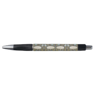 Vintage Sage Green Dragonfly & Lily Art Pen