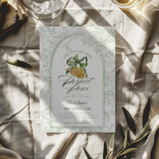 Vintage Sage Green Perfect Pair Pear Bridal Shower Invitation