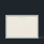 Vintage Sage Green Stripes Personalized Christmas Thank You Card<br><div class="desc">Style your correspondence with this personalized flat notecard featuring a classic sage green striped border and timeless minimalist design. Perfect for thank-you notes, professional messages, or everyday writing, this card is ideal for those who love refined, understated stationery. Custom name at the top adds a thoughtful touch—making it a stylish...</div>