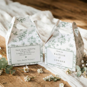 Vintage Sage Green Victorian Floral French Wedding Favor Box