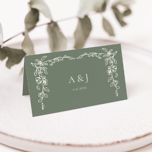 Vintage Sage Green Wedding  Place Card