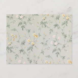 Vintage Sage Green Wildflower Floral Pattern Postcard