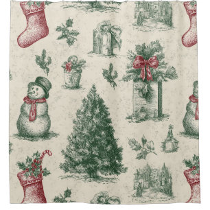 Vintage Sage Green Winter Toile Christmas (1)
