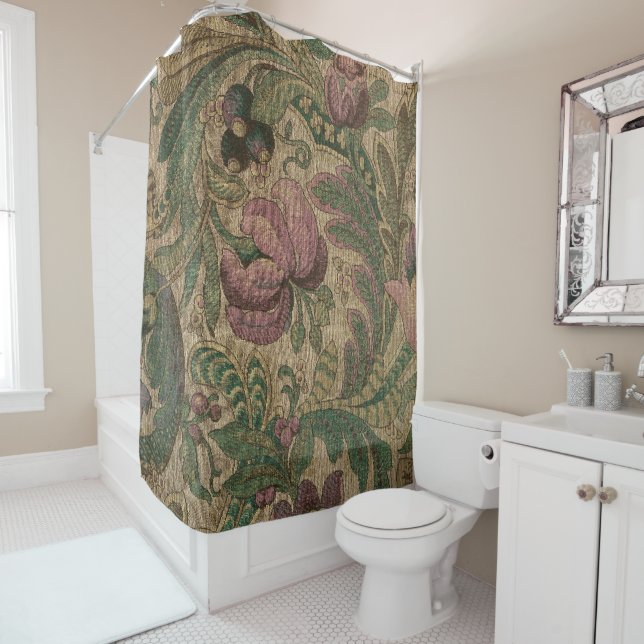 Vintage Sage Mauve 1918 Botanical Pattern (In Situ)