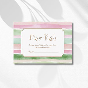 Vintage Sage Peach Blush Striped Diaper Raffle Enclosure Card
