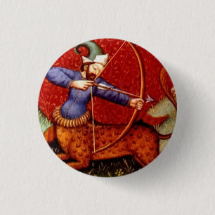 Vintage Sagittarius Medieval Archer 1 Inch Round Button