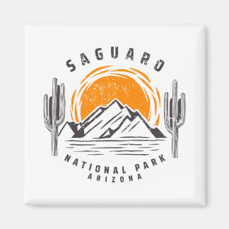 Vintage Saguaro National Park with cactus Magnet