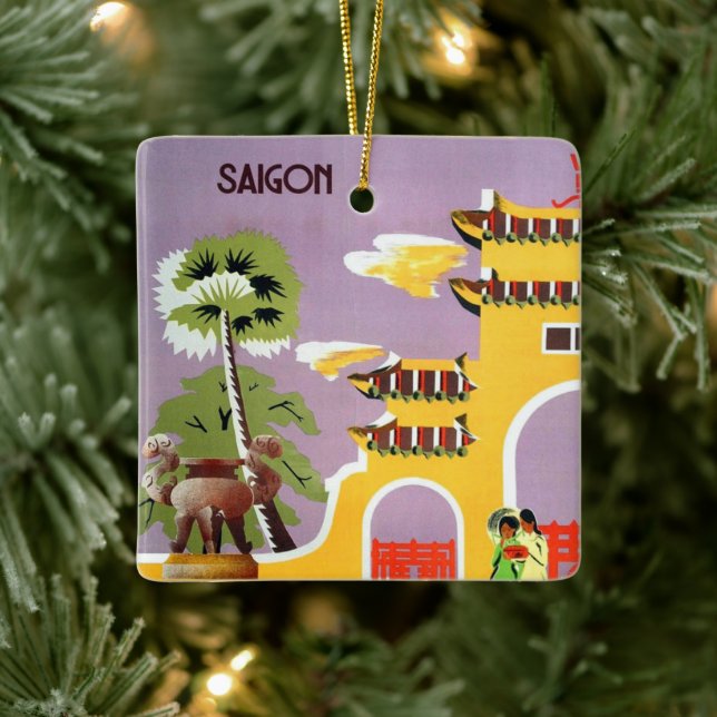Vintage Saigon Vietnam Travel Ceramic Ornament (Tree)