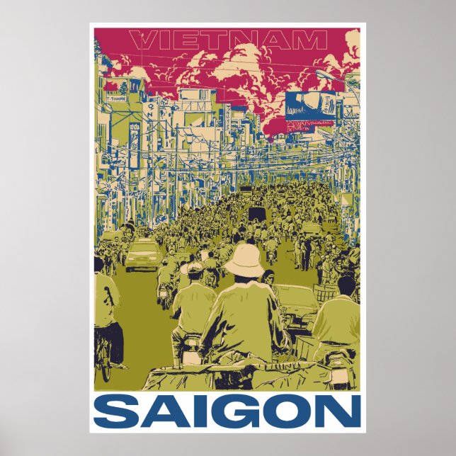 Vintage SaiGon Vietnam travel Poster (Front)