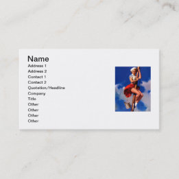 Vintage Sail Boat Sailing Pin UP Girl Business Card
