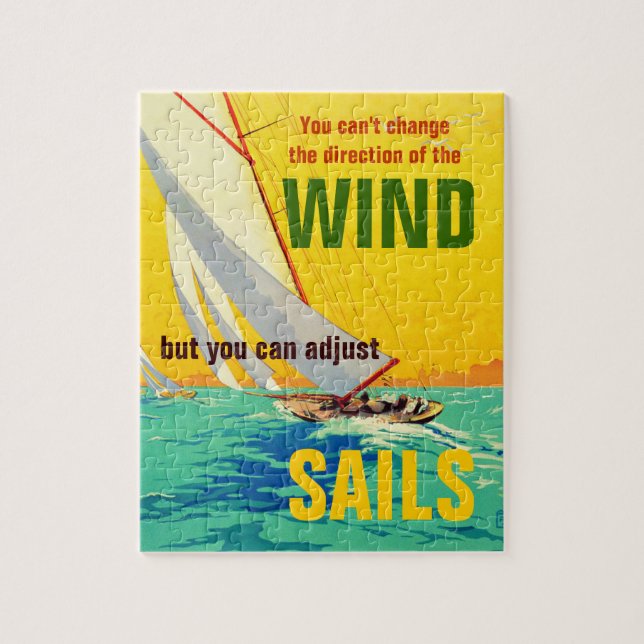 Vintage Sail Boats Painting Illustration Quote Jigsaw Puzzle (Vertical)