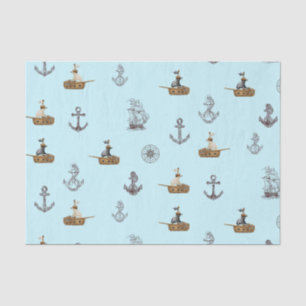 Vintage Sail Ships and Anchors Tissue Paper