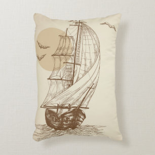 Vintage sailboat accent pillow