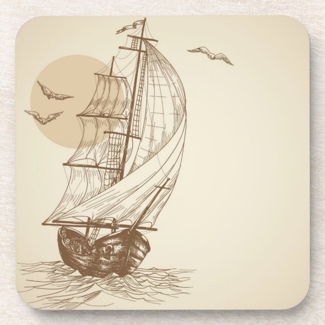 Vintage sailboat coaster (Front)