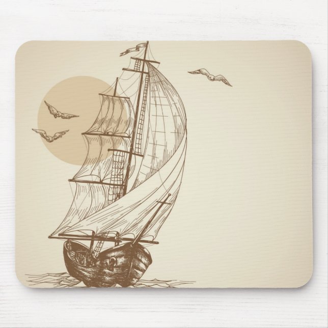 Vintage sailboat mouse pad (Front)