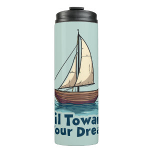 Vintage Sailboat Nautical Inspirational Quote Blue Thermal Tumbler