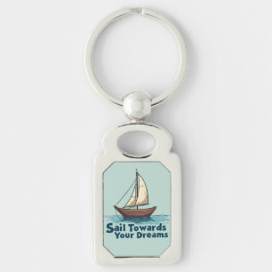 Vintage Sailboat Nautical Inspirational Quote Keychain