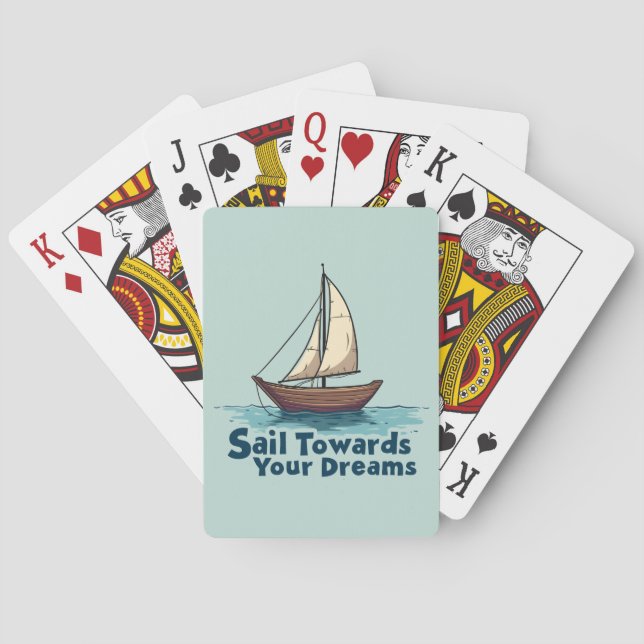 Vintage Sailboat Nautical Inspirational Quote Playing Cards (Back)