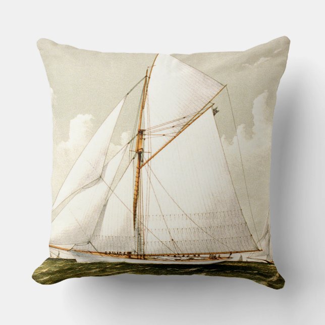 Vintage Sailboat Throw Pillow (Front)