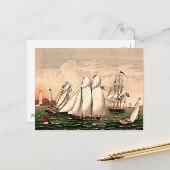 Vintage Sailboats Postcard (Front/Back In Situ)