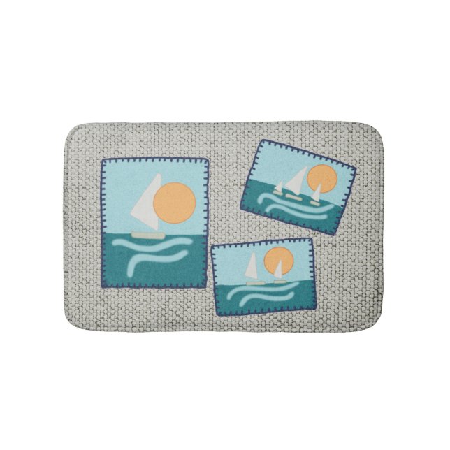 Vintage sailing application bath mat (Front)