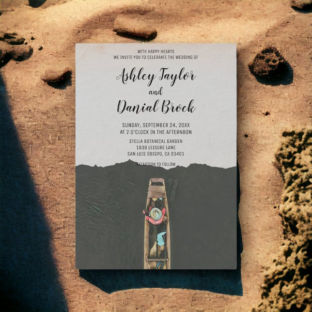 Vintage sailing boat hawaiian destination wedding invitation (Creator Uploaded)