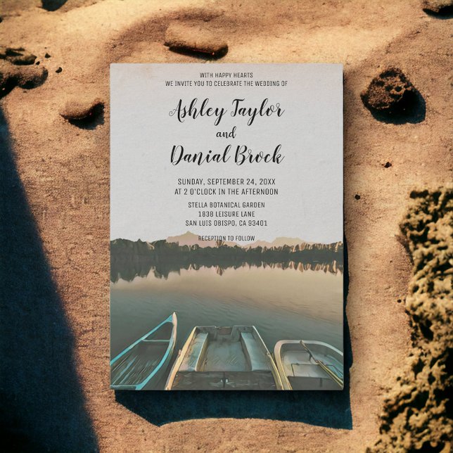 Vintage sailing boats seascape destination wedding invitation (Creator Uploaded)