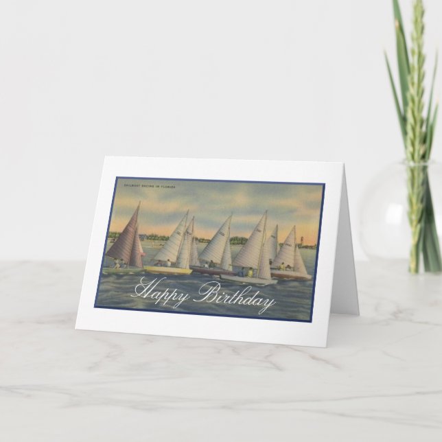 Vintage Sailing Happy Birthday Card (Front)