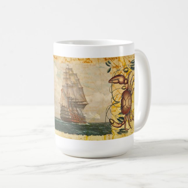 Vintage Sailing Pirate Ship Coffee Mug (Front Right)