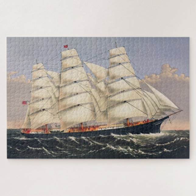 Vintage Sailing Ship 1000 Pieces Art Jigsaw Puzzle (Horizontal)